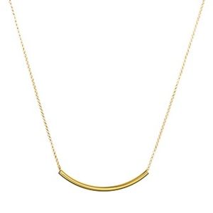 14k Yellow Gold Filled Curved Tube Bar Necklace